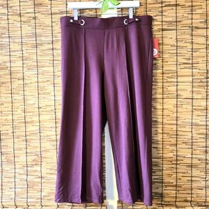 Plum Colored Pull On Wide Leg Pants Trousers